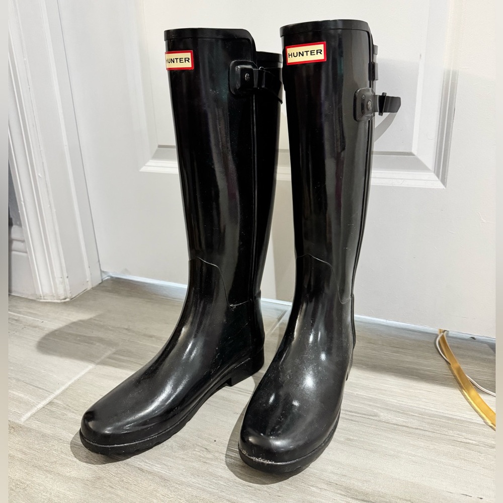 TALL HUNTER RAIN BOOTS / Black glossy